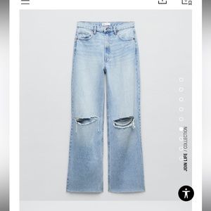 Zara Wide Leg ripped jeans